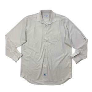 &Collar Shirt Mens L Large Bone White Button Up Long Sleeve Classic Shirttail